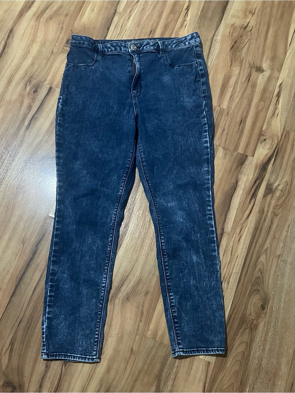 AE Sky High Jeggings Womens 18 Regular Blue Acid Wash Super Stretch Denim